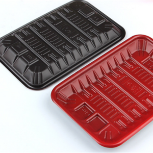 Disposable Frozen Food Tray Packaged Black Red Supermarket Meat Blister Packing Plastic Food Tray