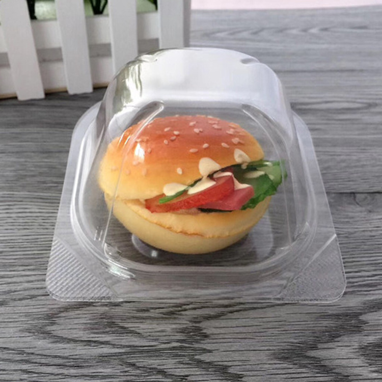 Food Grade disposable plastic blister round plastic cake containers, hamburger cake box