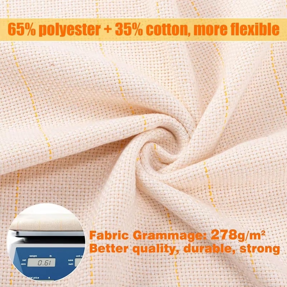 Overlocking Tufting Cloth with Marked Lines- Primary Monk's Cloth Punch Needle Fabric for DIY Rug-Punch Tufting Gun