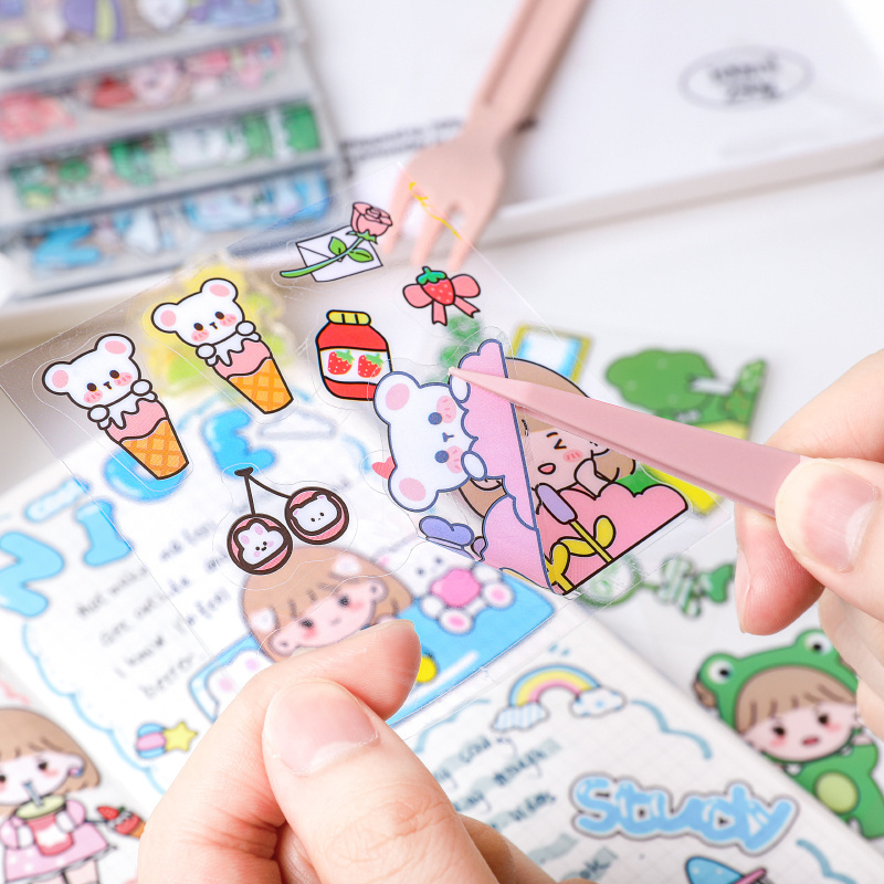 Die Cut Self adhesive waterproof customization Cute Girl Sticker MOMO Sticker Set Funny Kawaii Cartoon Sticker for Kids