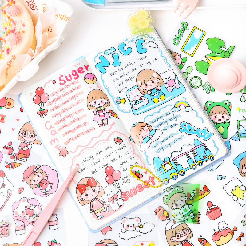 Die Cut Self adhesive waterproof customization Cute Girl Sticker MOMO Sticker Set Funny Kawaii Cartoon Sticker for Kids