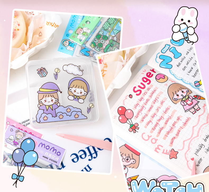 Die Cut Self adhesive waterproof customization Cute Girl Sticker MOMO Sticker Set Funny Kawaii Cartoon Sticker for Kids