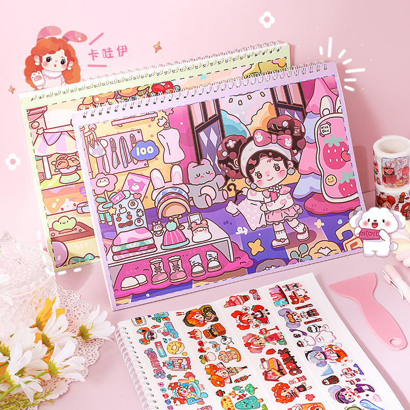 Cartoon Printing Sticker Book Kids Reading Reusable Sticker Book For Collecting Stickers