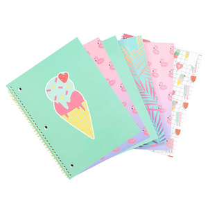 Custom School Office Home Ice Cream Design Punched Straight Spiral Writing Notebooks For Elementary