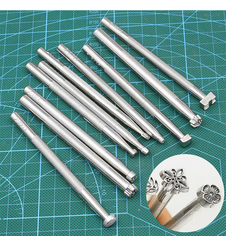 20PCS Leather Printing Tool Alloy Carving Hand Making Craft Punch Stamp Sculpture Printed DIY Metal Leather Saddle Staming