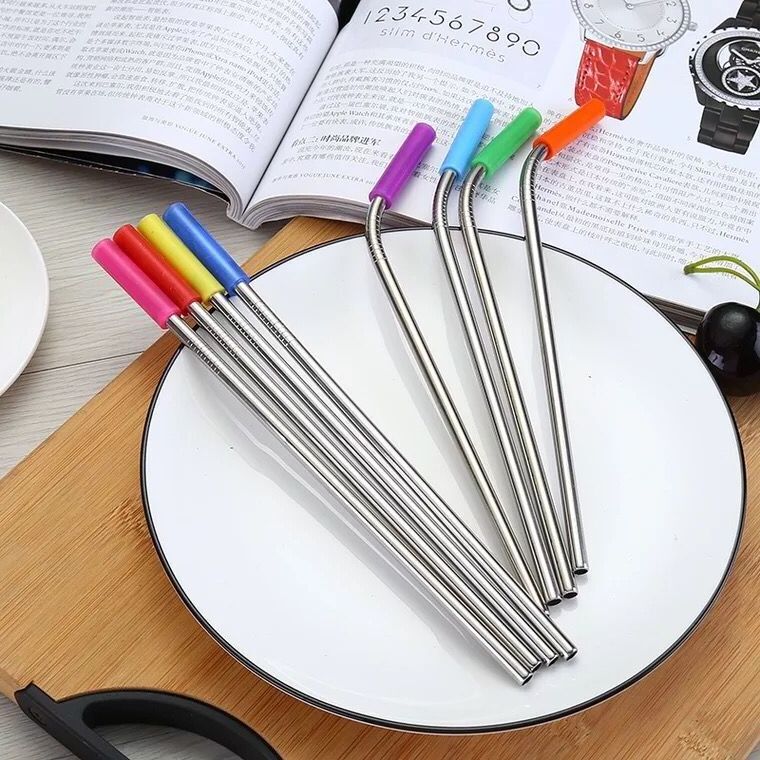 High-quality colors Silica gel hat 304 stainless steel straw and stainless steel drinking straw with brush