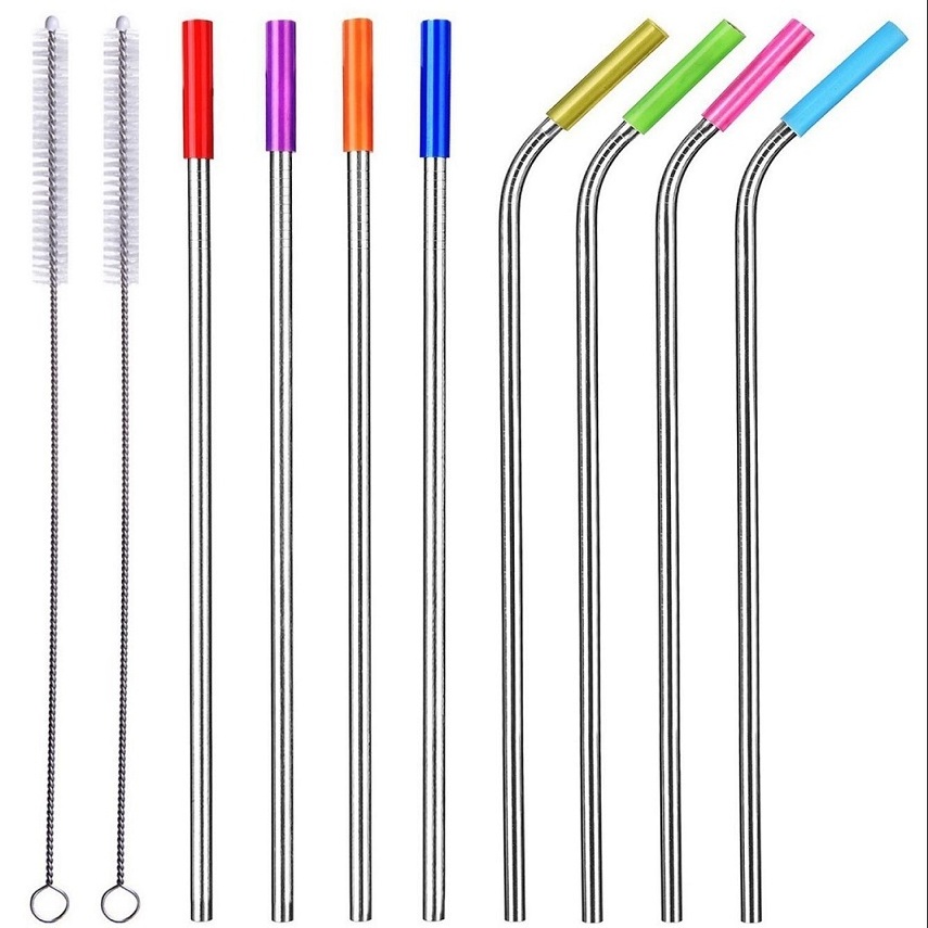 High-quality colors Silica gel hat 304 stainless steel straw and stainless steel drinking straw with brush