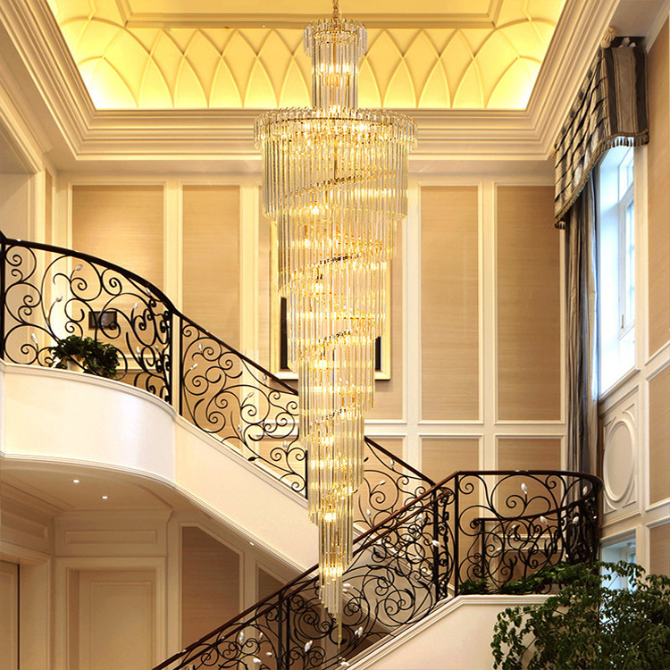 Contemporary Design Ceiling Pendant Lamp Support Custom Villa Crystal Gold Led Chandelier