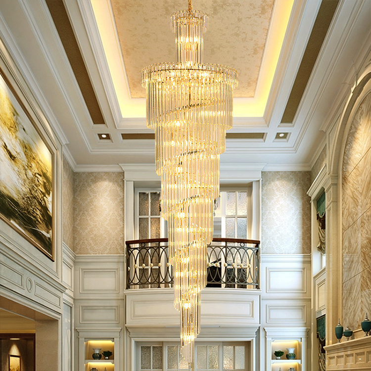 Contemporary Design Ceiling Pendant Lamp Support Custom Villa Crystal Gold Led Chandelier