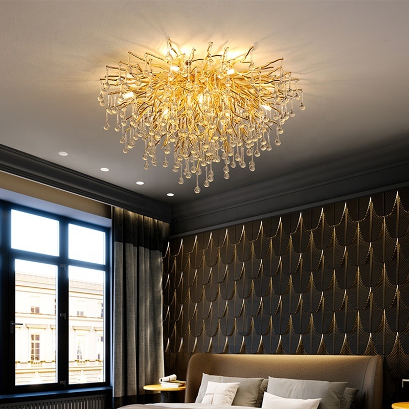 Rain drop gold chandelier aluminum branch chandelier ceiling light for living room