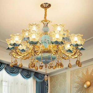 Decorative Hotel Lobby Dining Room Rustic Foyer Light Fixtures Ceiling Luxury Led Modern Crystal Chandeliers