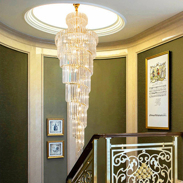 Contemporary Design Ceiling Pendant Lamp Support Custom Villa Crystal Gold Led Chandelier