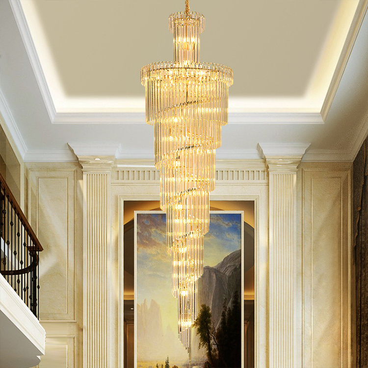 Contemporary Design Ceiling Pendant Lamp Support Custom Villa Crystal Gold Led Chandelier