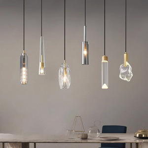 Modern Brass Drop Crystal Blown Glass Home Island Lighting Single Hanging Kitchen Led Chandelier Pendant Lights