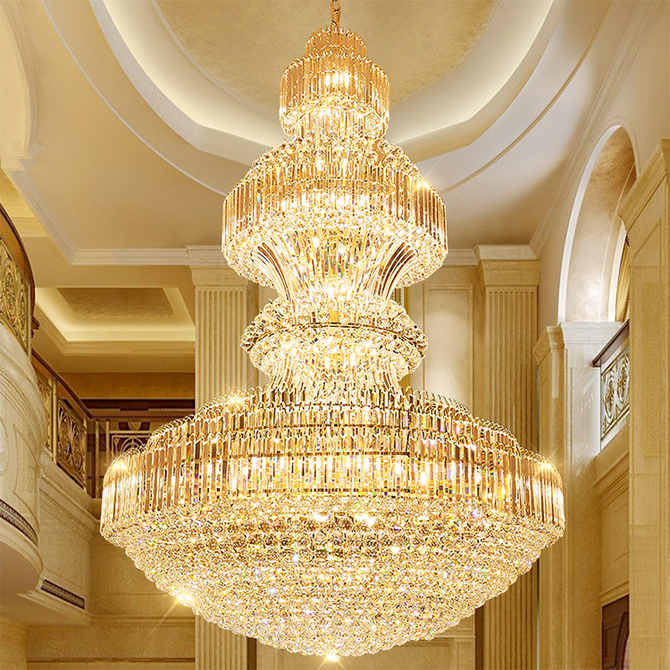 Luxury Design Lamp Indoor Decoration Hanging Lighting Gold Hotel Large LED Chandelier