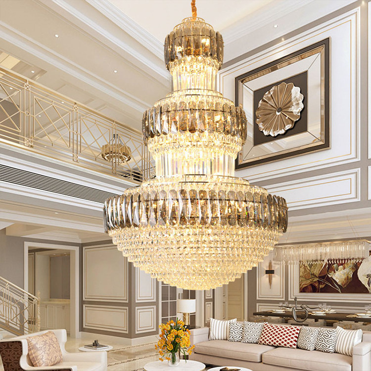 High Brightness Luxury Hotel Lobby Bar Large Project Custom LED Chandelier Pendant Light