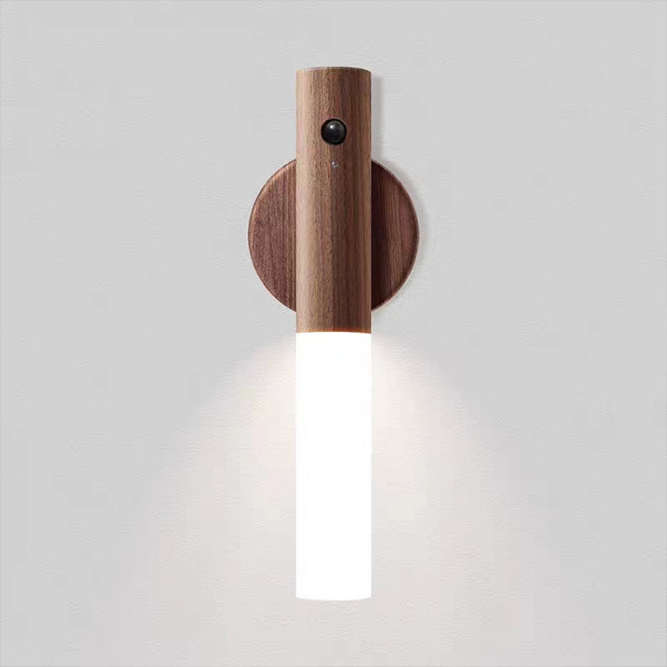 Inductive Portable Wireless Magnetic Smart Indoor Wall Staircase Lamp USB Rechargeable Wood Led Motion Sensor Night Light