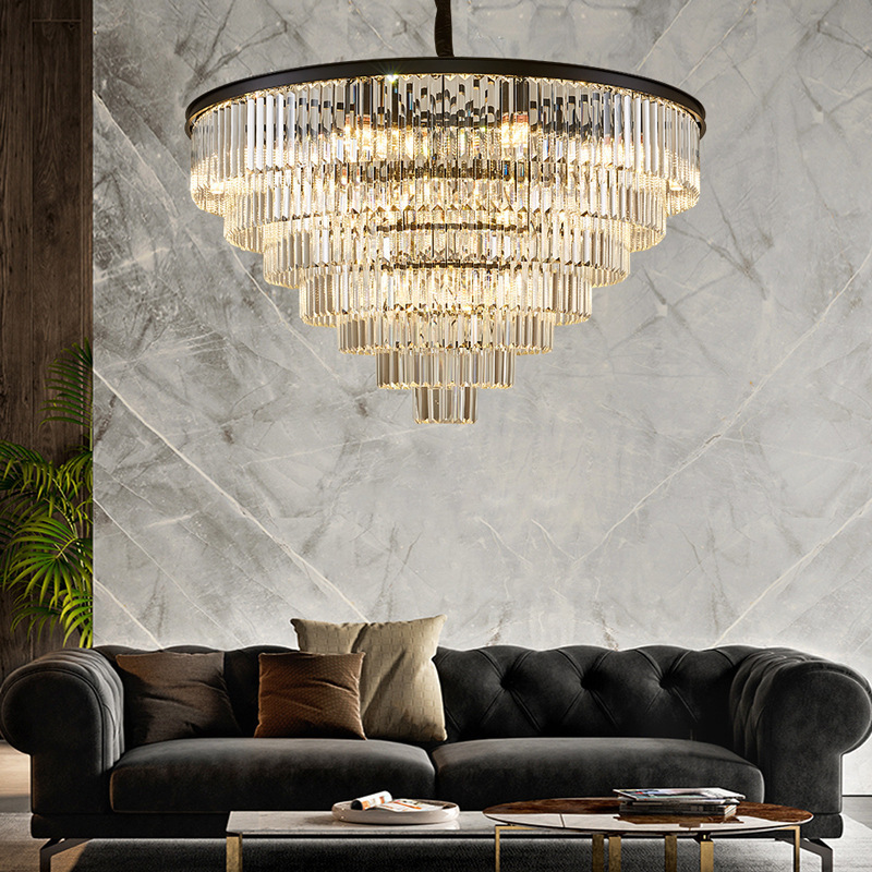 Spiral Round Luxury Gold Pendant Lighting Dinning Hotel Project Restaurant Crystal Chandeliers