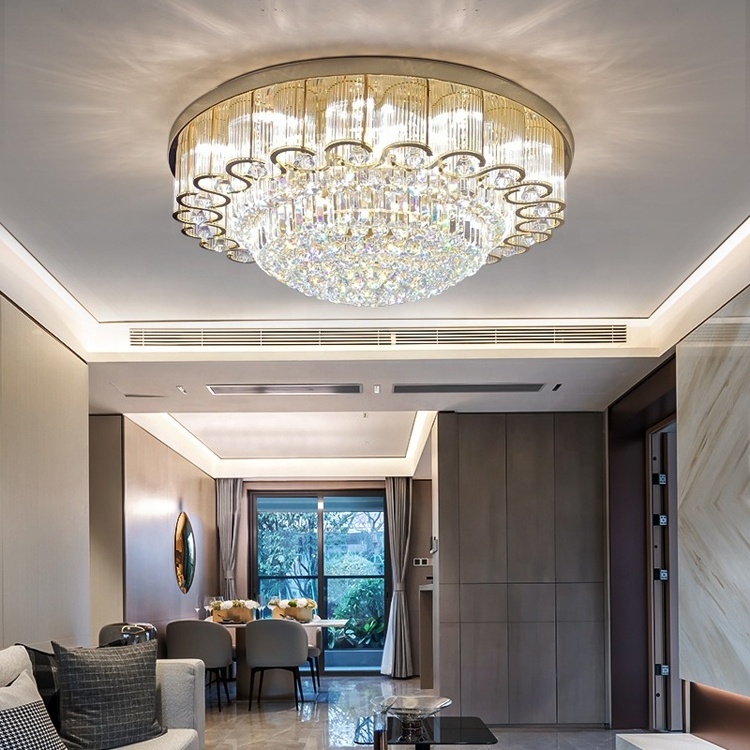 Luxury crystal chandelier rose gold metal ceiling lamp for hotel hotel lobby  JY8106