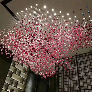 Modern Hotel Lobby Villa Decoration Pendant Light Custom Large Led Glass Modern Chandelier For High Ceilings