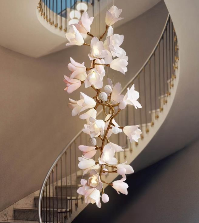 New Designer Living Room Home Dining Room Stair Decorative Flower Art Modern Led Chandelier