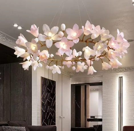 New Designer Living Room Home Dining Room Stair Decorative Flower Art Modern Led Chandelier