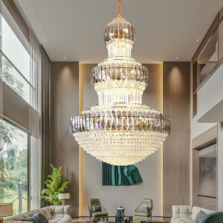 High Brightness Luxury Hotel Lobby Bar Large Project Custom LED Chandelier Pendant Light