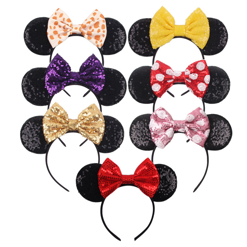 Wholesale 2023 mickey ears sequined bow headband party headband cartoon mouse ears hair band