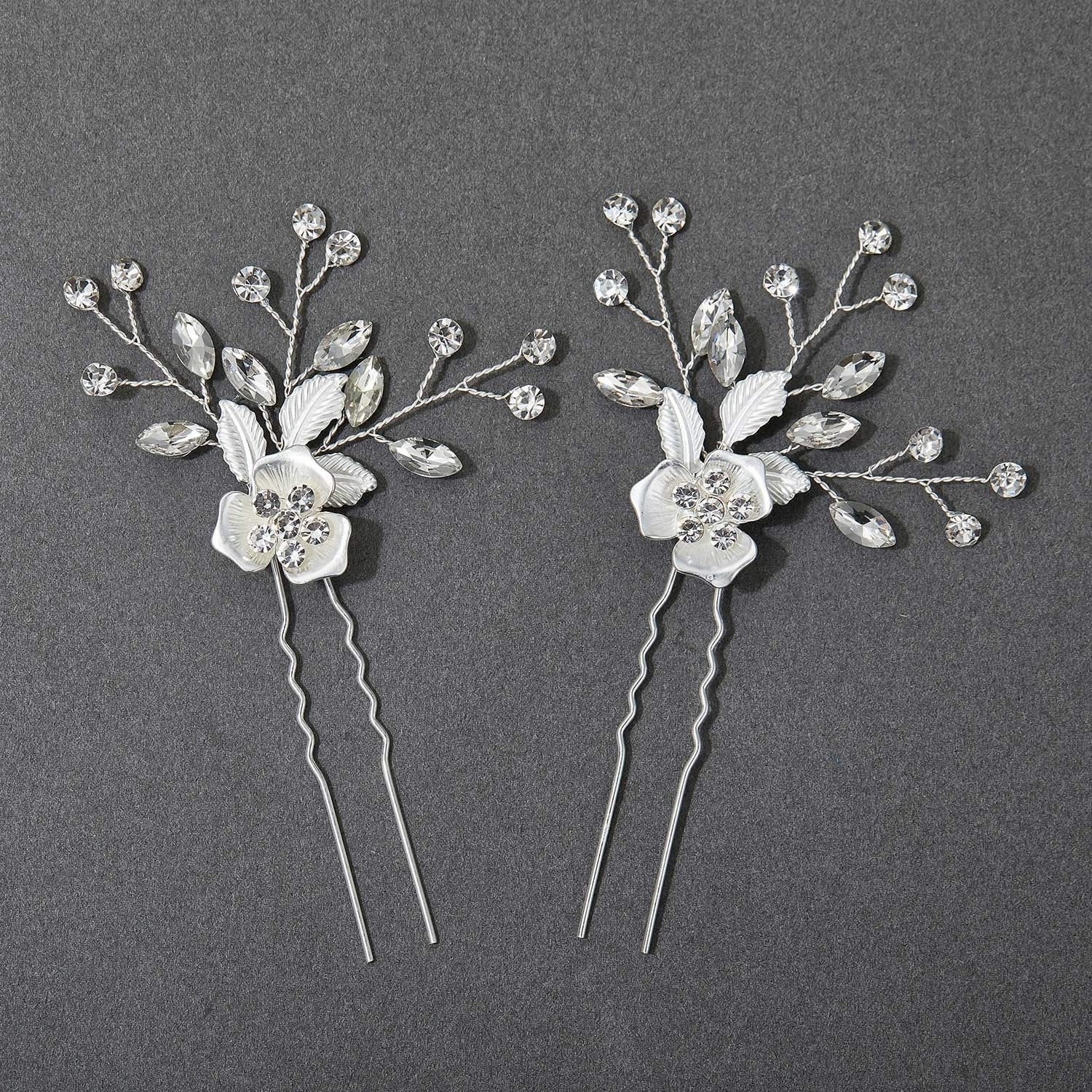 Wedding Hair Accessories Flower Hair Clips For Women Fashion Crystal Bride Headdress Hairpin Faux Pearl Hair Combs Girls Jewelry