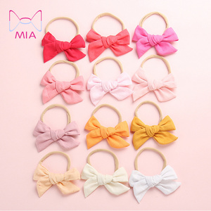 Mia 24 Colors Soft Bamboo Cotton Linen Fabric Bow Hair Band, Baby girl  Headbands, Baby Girls Hair Accessories