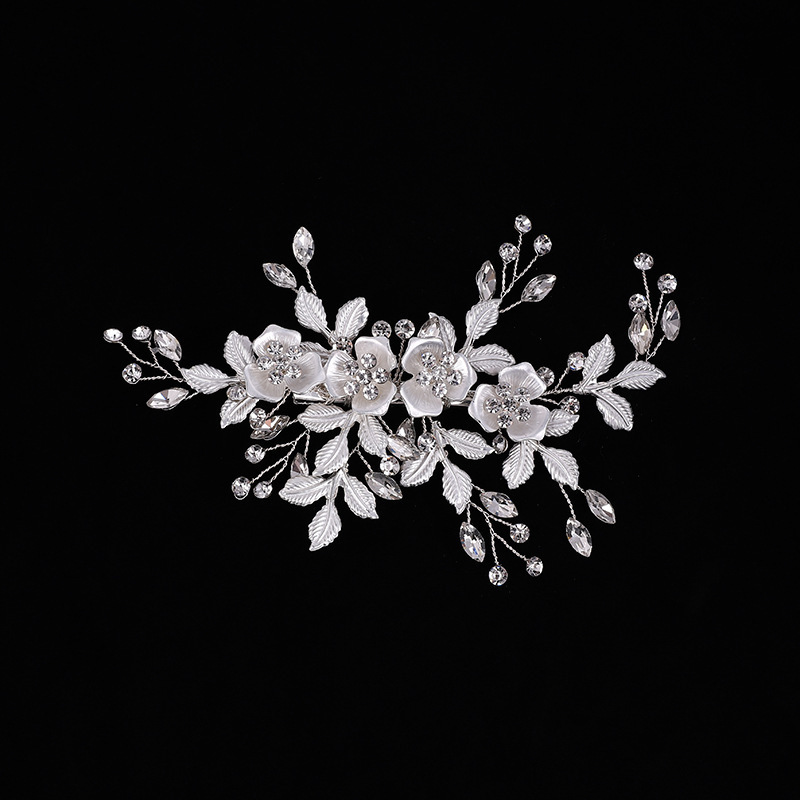 Wedding Hair Accessories Flower Hair Clips For Women Fashion Crystal Bride Headdress Hairpin Faux Pearl Hair Combs Girls Jewelry