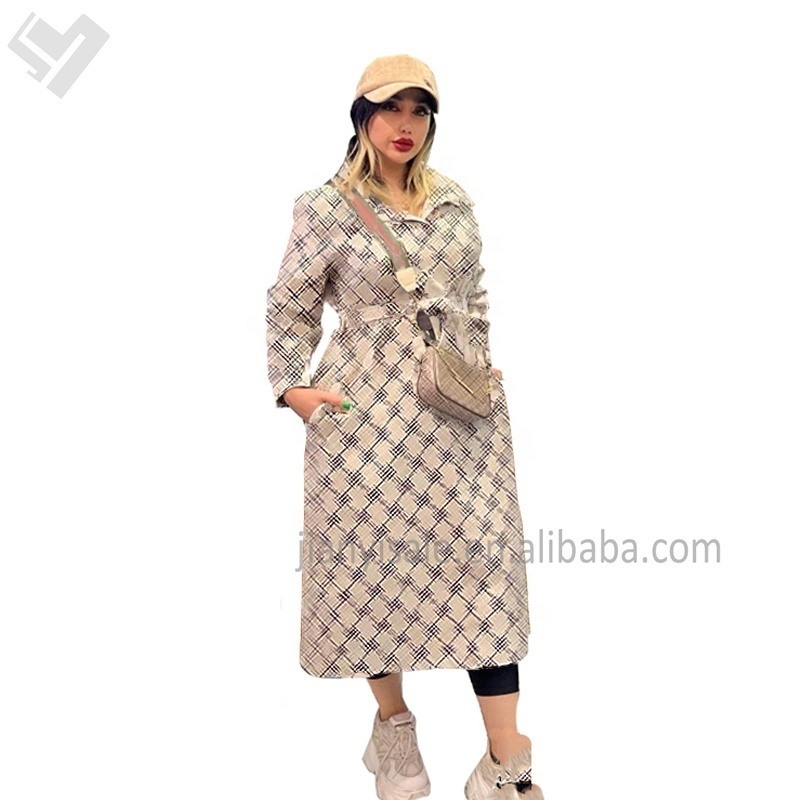 2024 New Trend Spring Luxury Long Coat Designer Print Long Sleeve Turn Down Collar Shirt Dress Women Elegant Button Blouse Dress