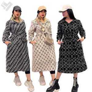 2024 New Trend Spring Autumn Women luxury Long Coat Designer print Long Sleeve Women's jackets Trench Coat With Hoodie