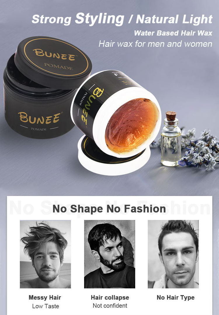 Private label Barber Hot sale Medium Hold  clear hair wax water based pomade styling product