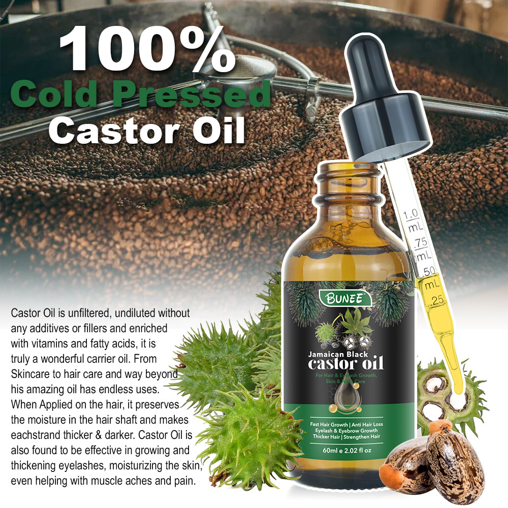 New Fashion Black Jamaican Castor Oil For Hair Eyelash Eyebrow Growth Pure Cold Pressed Organic Castor Oil