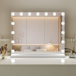 Type C Usb Charging Port Tabletop 15 Dimmable Led Bulbs 58x46cm Makeup Hollywood Vanity Mirror With Led Lights