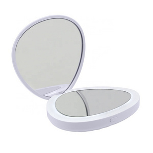 New compact lighted cosmetic portable led makeup sea shell shaped pocket mirror