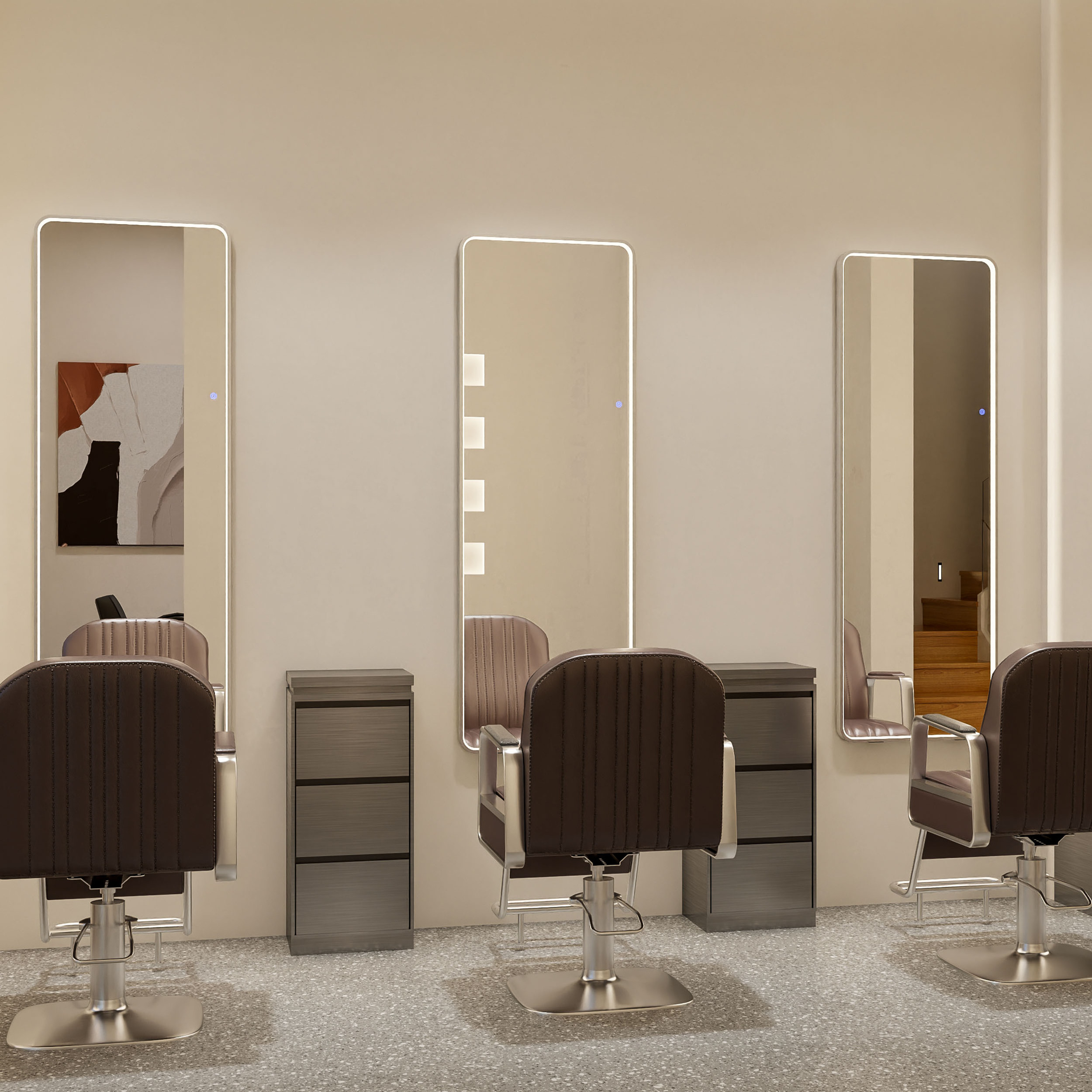 Beauty Smart Wall Mounted Large Size Stand Up Body Dressing Floor Full Length Mirror With Led Light Hair Salon Mirrors