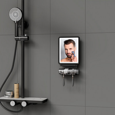 Razor Holder Illuminated Battery Powered Wall Mounted Anti Fog Bathroom Fogless Shaving Led Shower Mirror With Light BestSuppliers