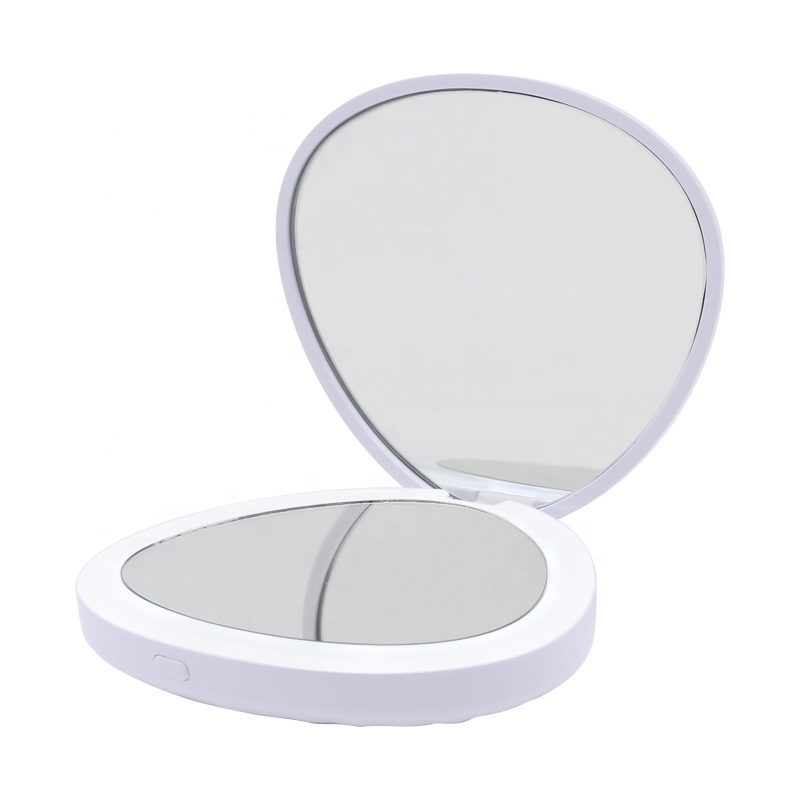 New compact lighted cosmetic portable led makeup sea shell shaped pocket mirror