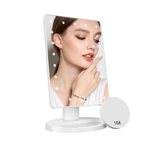 Detachable 10x Magnification Mirror 21 LED Lighted Cosmetic Vanity Light Up Makeup With LED Light Beauty Mirror