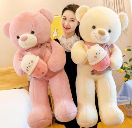 Customize Pink Big Teddy Bear Plushies Toys with boba bear Plushie For Valentine's Day Gift Custom OEM Giant Bears Plush Toy