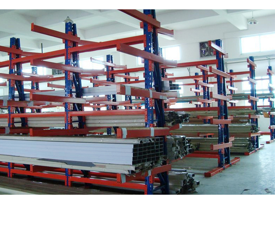 Long bulky lumber yard storage racks cantilever system for furniture, lumber, tubing, textiles