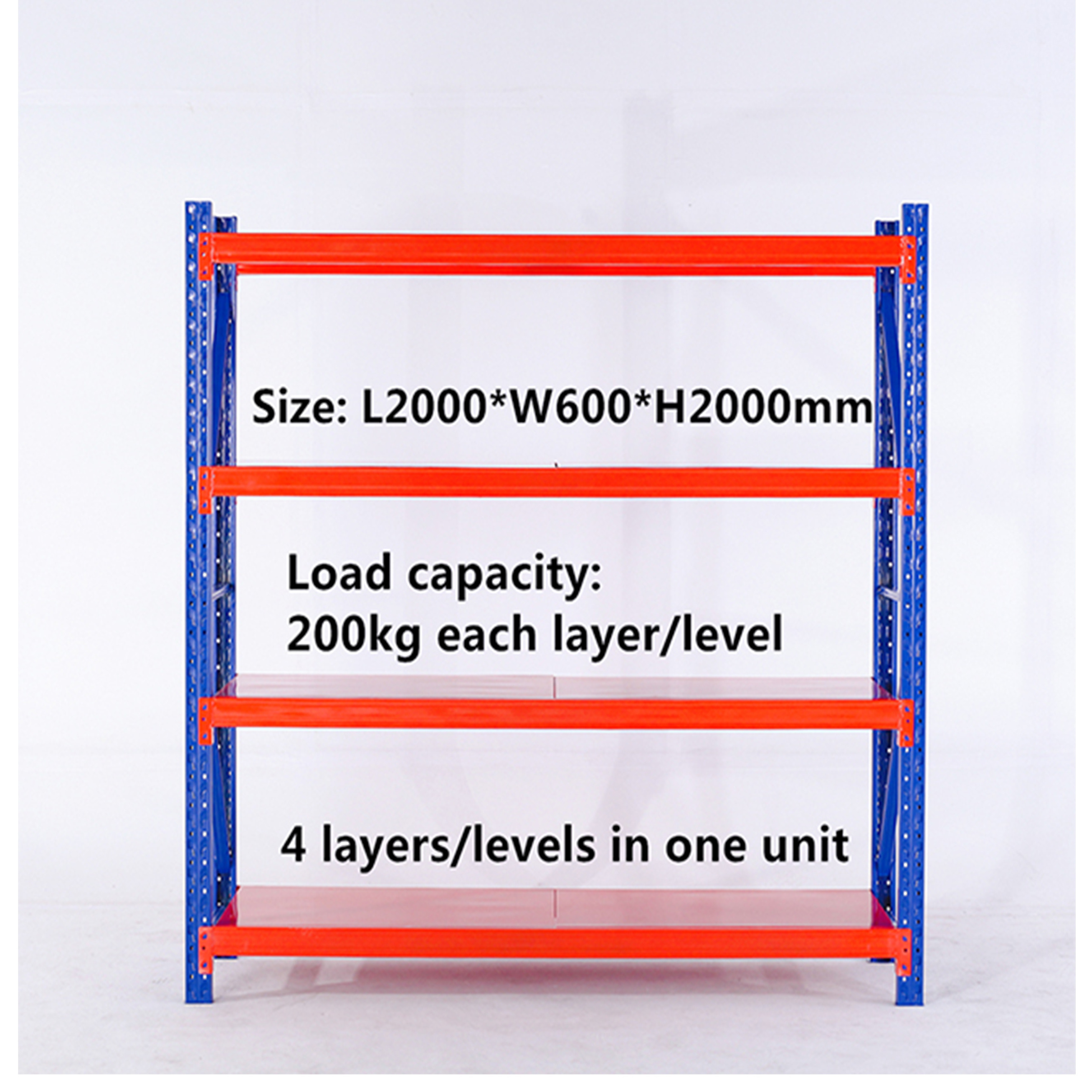 Warehouse storage racks 4 layer 200KG factory long span industrial metal storage shelves warehouse racking