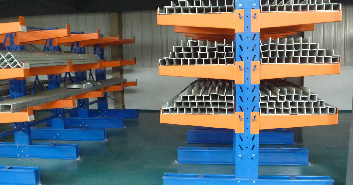 horizontal sheet metal storage ccantilevered column system cable storage rack