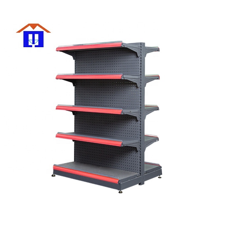 supermarkets shelves single side dark gray flat back panel display shelves retail stores grocery shelves for sale