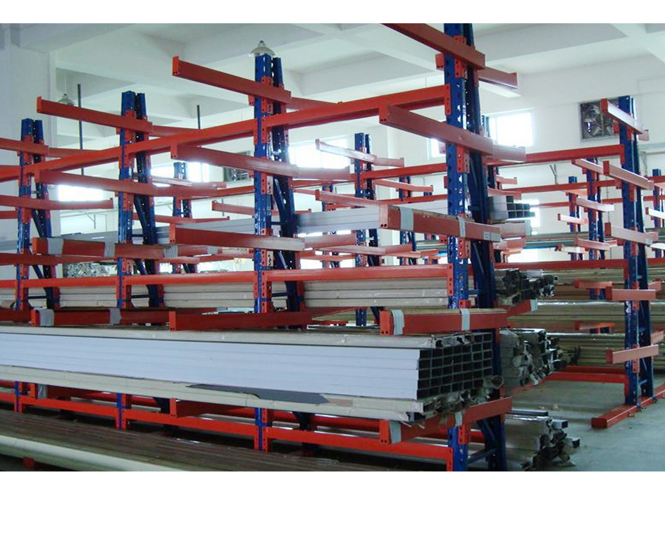 horizontal sheet metal storage ccantilevered column system cable storage rack