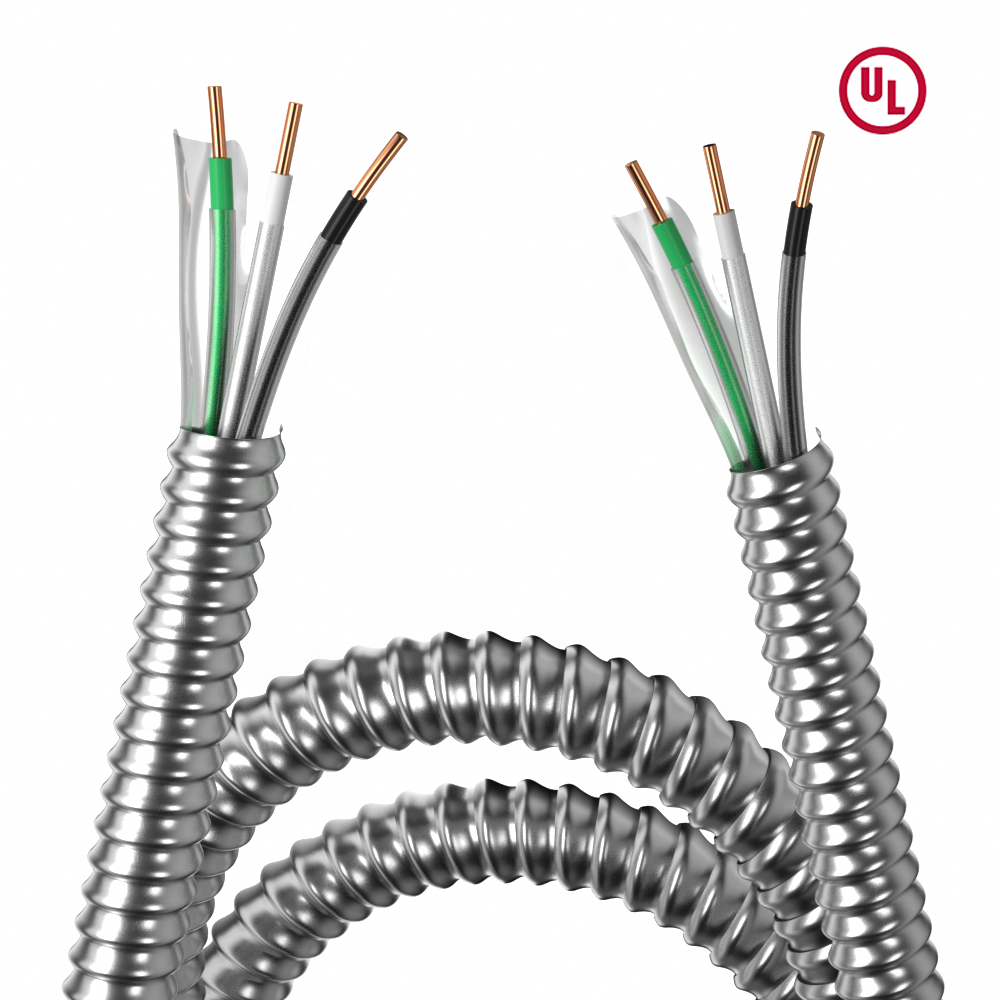 UL Listed 600V Lightweight Aluminum Armored Wire 1 2 3 4 6 8 10 12 14 16 18 AWG Insulated Grounding Conductor MC Cable