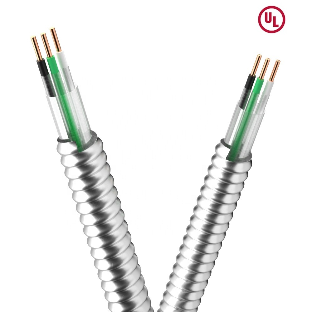 UL Listed 600V Lightweight Aluminum Armored Wire 1 2 3 4 6 8 10 12 14 16 18 AWG Insulated Grounding Conductor MC Cable