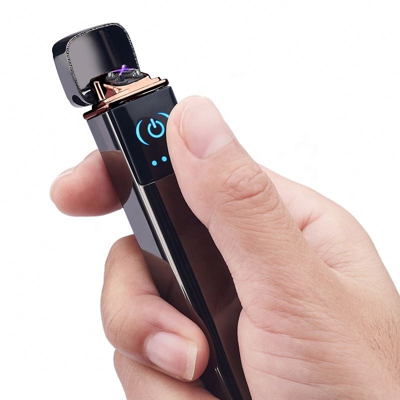 Hot finger touch screen double arc pulse usb electric lighter, eco-friendly dual arc lighter